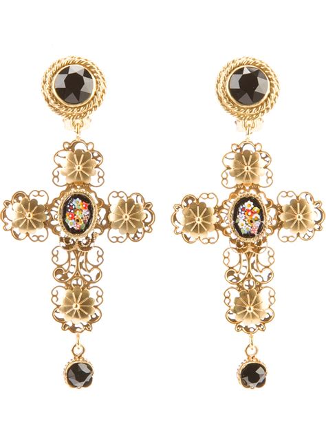 dolce gabbana gold earrings|Dolce & Gabbana cross earrings.